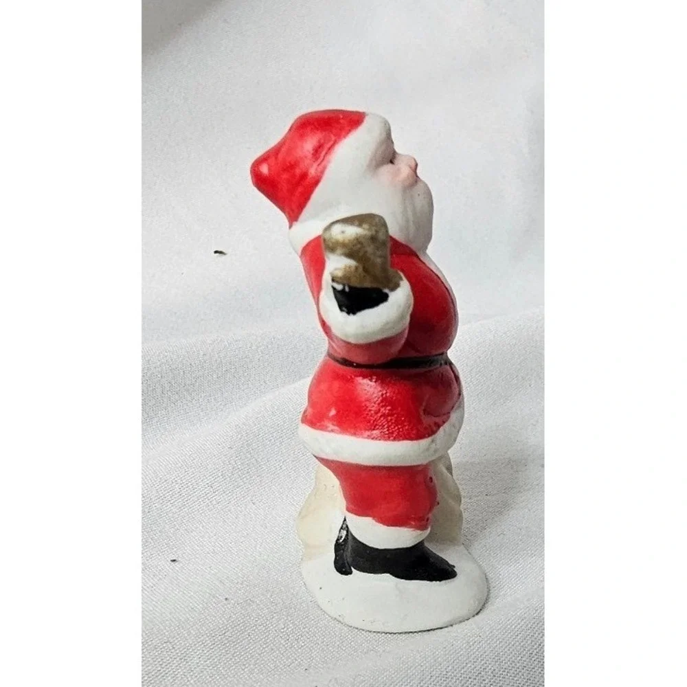 VTG Lemax Santa Claus Figurine 2.5in Ceramic Christmas Village Miniature Bell